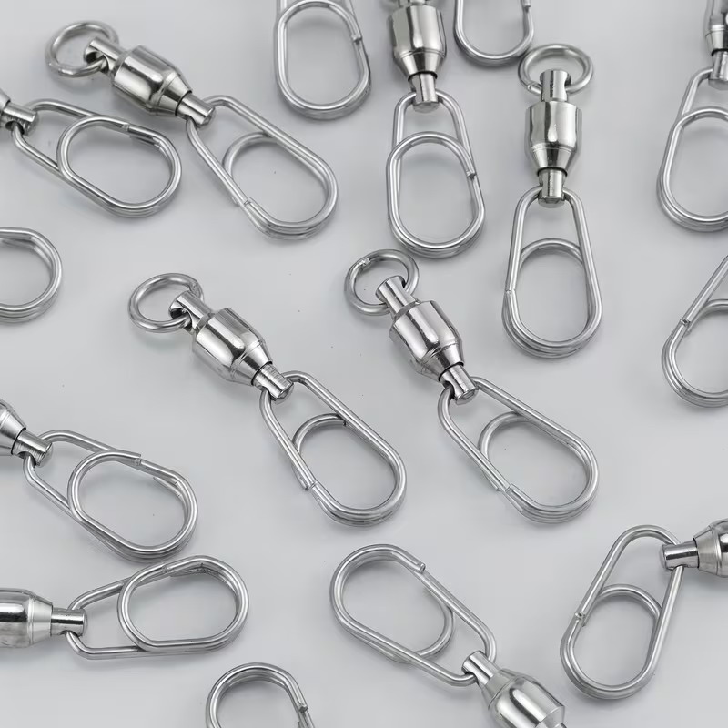 Freshwater Line - ステンレス製釣り用スナップスイベル、高速スナップとローリングボールベアリング付き、海水・淡水釣り用ラインコネクターアクセサリー